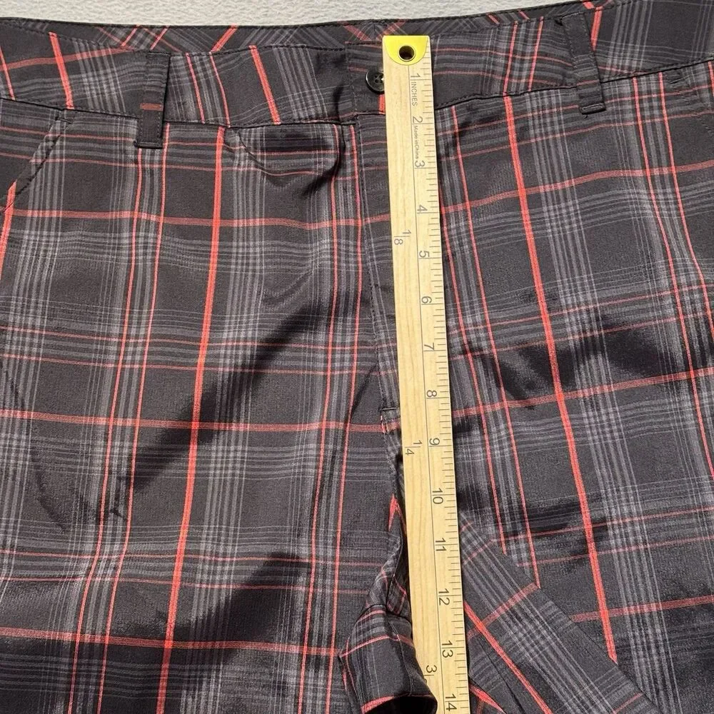 Fila Sport Golf Mens 40 Plaid Golf Shorts Black Red Stretch Athletic Fit EUC